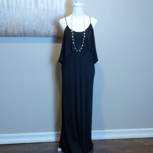 She & Sky black ruffle top jersey maxi dress